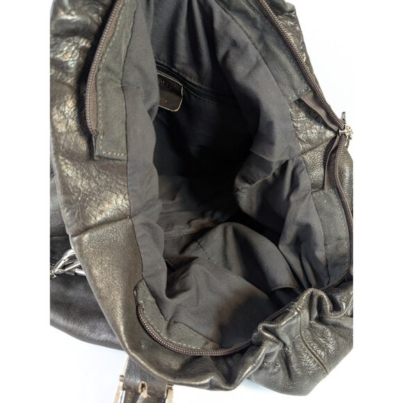 Vera Pelle Leather Purse Slouch Hobo Bag Made in Italy Brown 12” x 18” - Picture 10 of 13